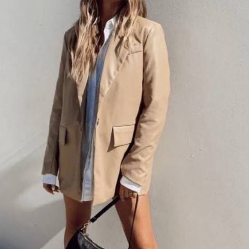 Vegan Leather Oversized Blazer